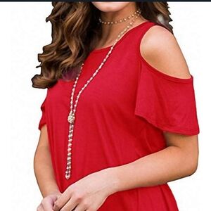 Red Flutter Sleeve Cut Out Blouse